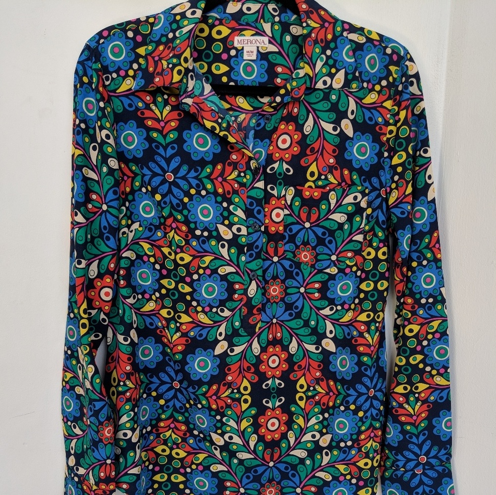 Merona🌻great colors & retro print🌻EUC🌻sz M